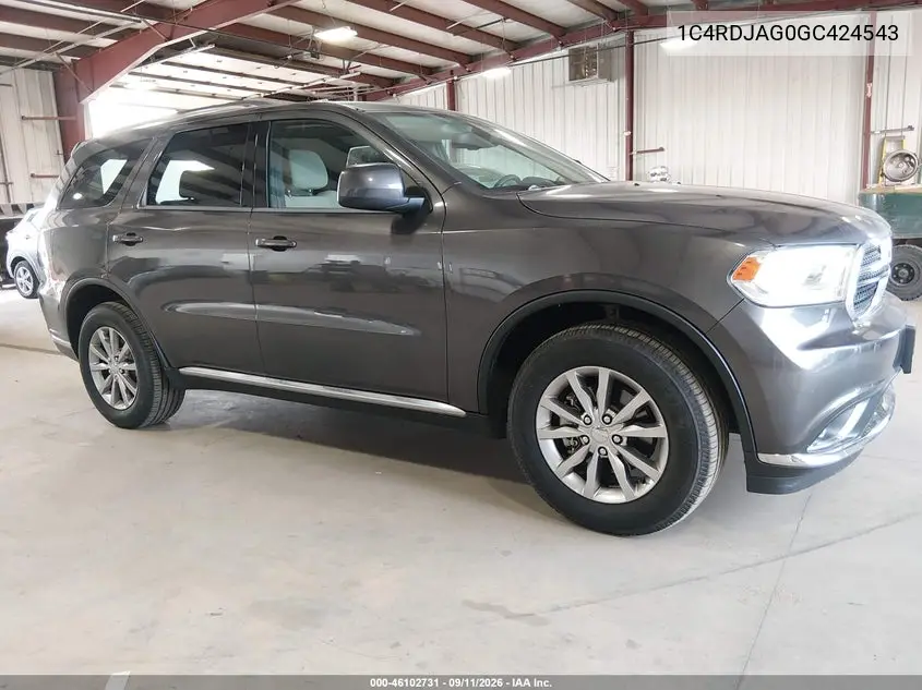 DODGE DURANGO 2016, VIN 1C4RDJAG0GC424543