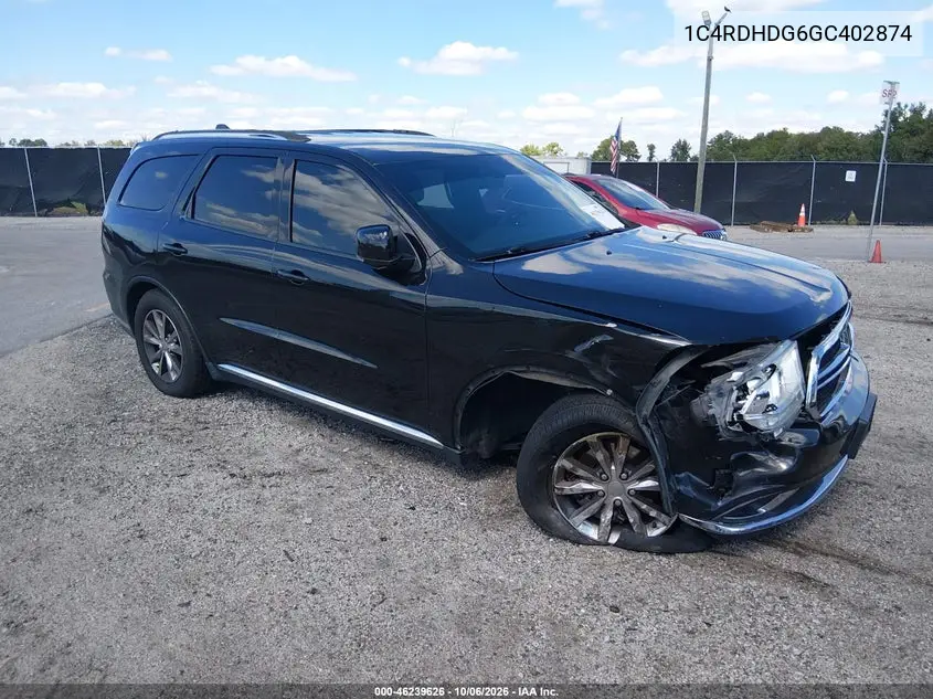 DODGE DURANGO 2016, VIN 1C4RDHDG6GC402874