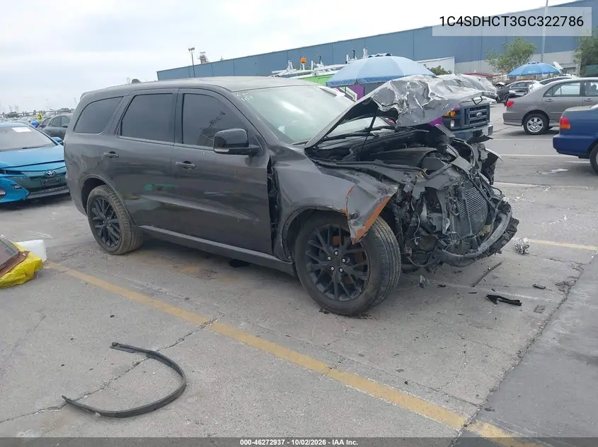 DODGE DURANGO 2016, VIN 1C4SDHCT3GC322786