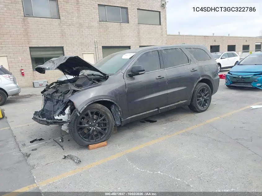 2016 DODGE DURANGO VIN 1C4SDHCT3GC322786 — фото 2