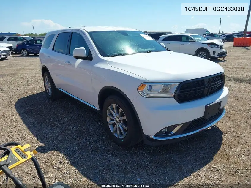 DODGE DURANGO 2016, VIN 1C4SDJFT0GC433038