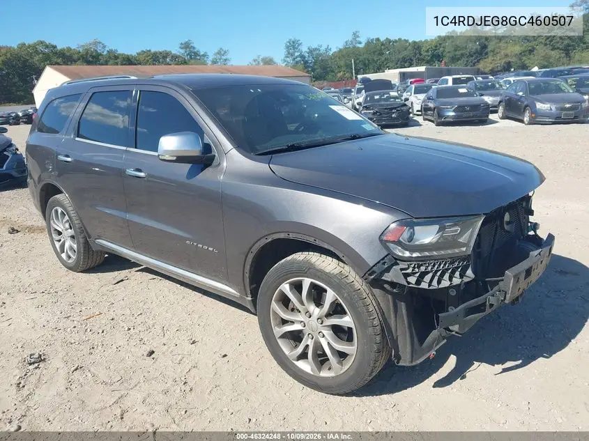 DODGE DURANGO 2016, VIN 1C4RDJEG8GC460507