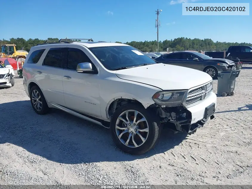 DODGE DURANGO 2016, VIN 1C4RDJEG2GC420102