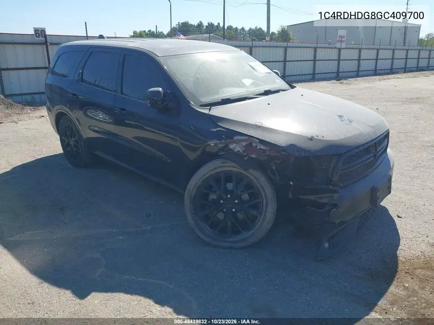 DODGE DURANGO 2016, VIN 1C4RDHDG8GC409700