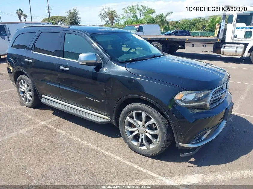 DODGE DURANGO 2017, VIN 1C4RDHEG8HC680370
