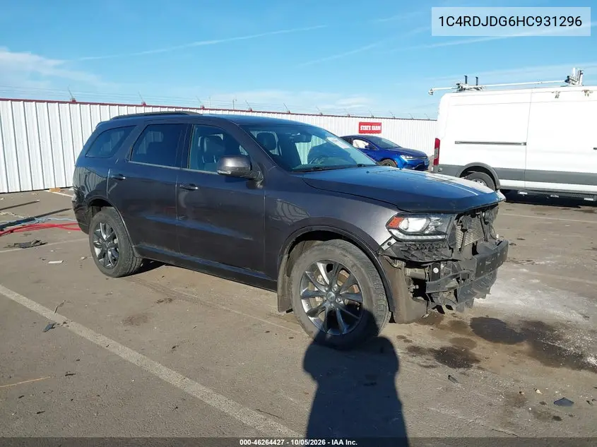 DODGE DURANGO 2017, VIN 1C4RDJDG6HC931296