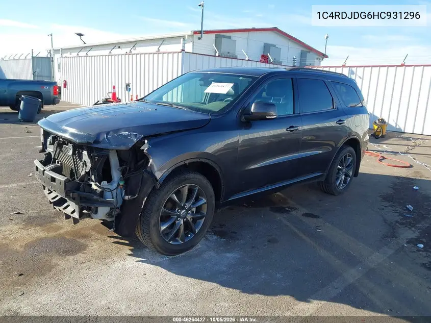 2017 DODGE DURANGO VIN 1C4RDJDG6HC931296 — фото 2