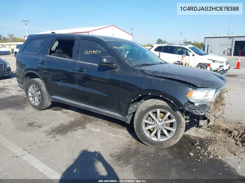 DODGE DURANGO 2017, VIN 1C4RDJAG2HC878388