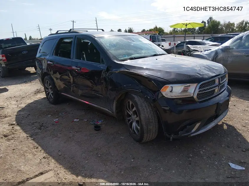 DODGE DURANGO 2017, VIN 1C4SDHET3HC854747