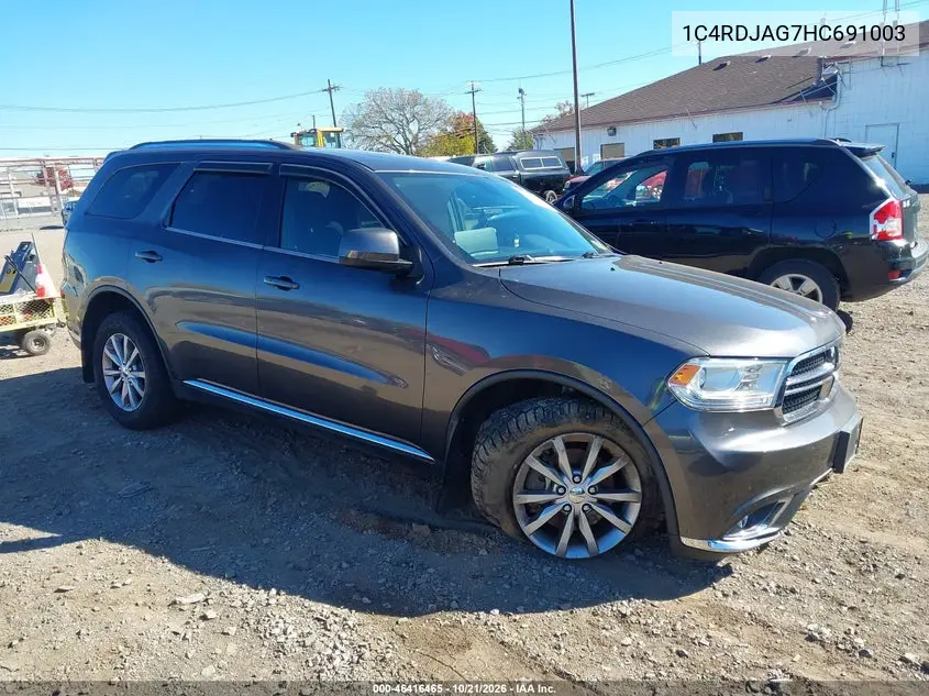 DODGE DURANGO 2017, VIN 1C4RDJAG7HC691003