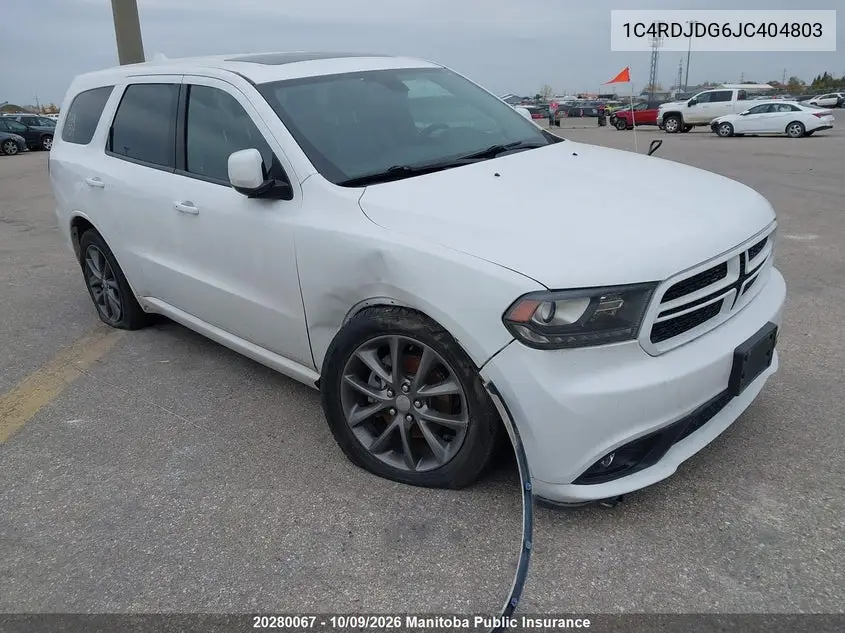 DODGE DURANGO 2018, VIN 1C4RDJDG6JC404803