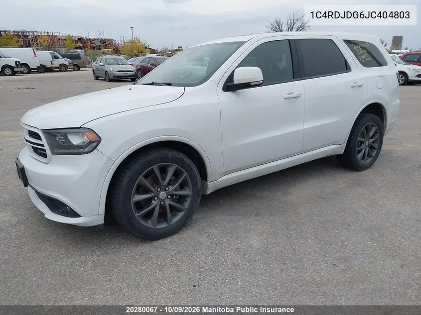 2018 DODGE DURANGO VIN 1C4RDJDG6JC404803 — фото 2