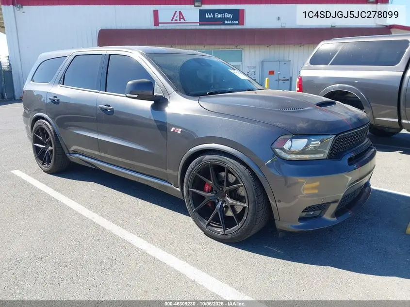 DODGE DURANGO 2018, VIN 1C4SDJGJ5JC278099