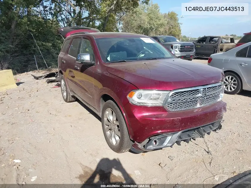 DODGE DURANGO 2018, VIN 1C4RDJEG7JC443513