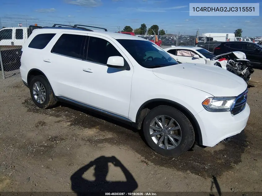 DODGE DURANGO 2018, VIN 1C4RDHAG2JC315551