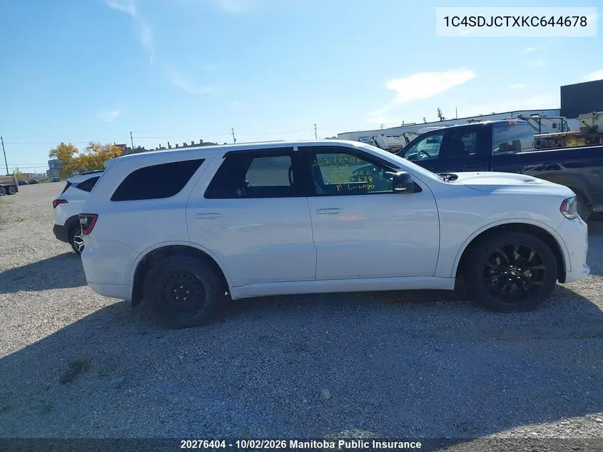 2019 DODGE DURANGO VIN 1C4SDJCTXKC644678 — фото 13