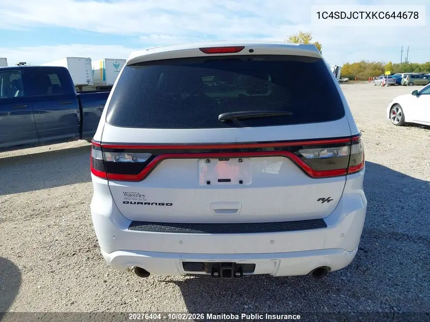 2019 DODGE DURANGO VIN 1C4SDJCTXKC644678 — фото 16