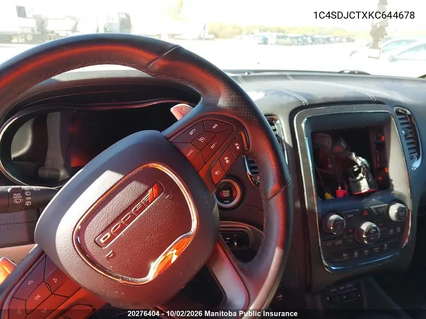 2019 DODGE DURANGO VIN 1C4SDJCTXKC644678 — фото 7