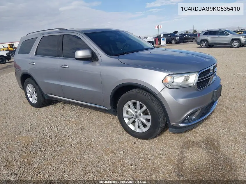 DODGE DURANGO 2019, VIN 1C4RDJAG9KC535410