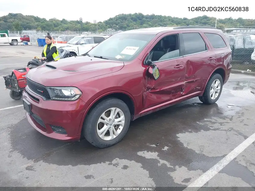 2019 DODGE DURANGO VIN 1C4RDJDG2KC560838 — фото 2