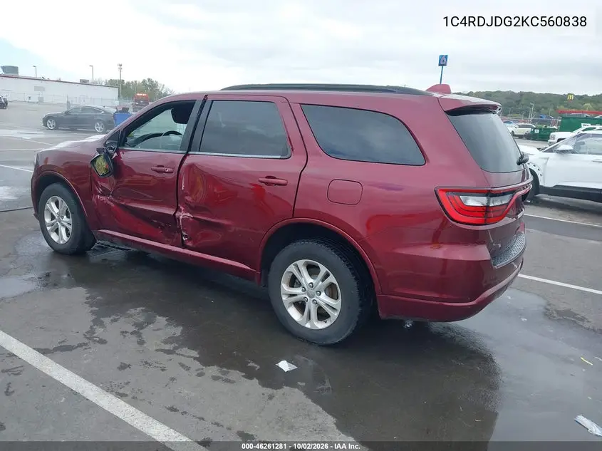 2019 DODGE DURANGO VIN 1C4RDJDG2KC560838 — фото 3