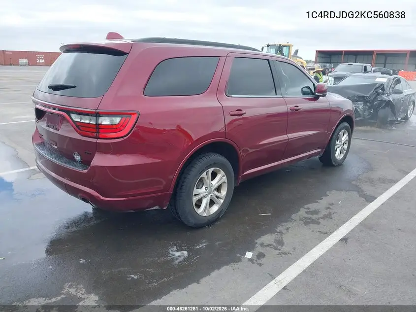 2019 DODGE DURANGO VIN 1C4RDJDG2KC560838 — фото 4