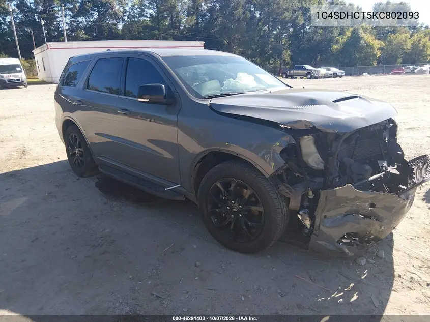 DODGE DURANGO 2019, VIN 1C4SDHCT5KC802093