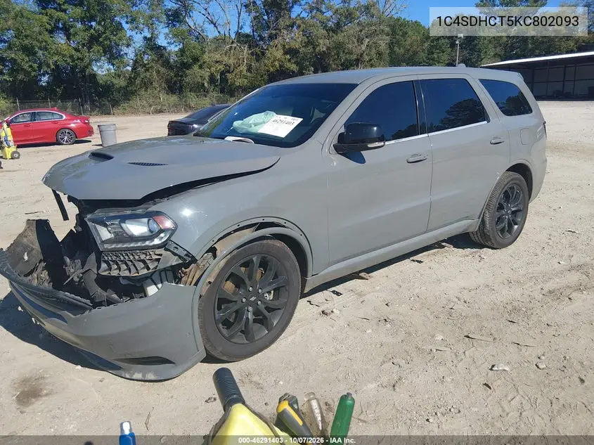2019 DODGE DURANGO VIN 1C4SDHCT5KC802093 — фото 2
