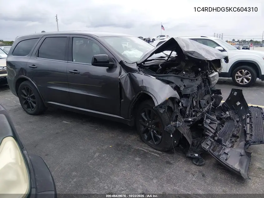 DODGE DURANGO 2019, VIN 1C4RDHDG5KC604310