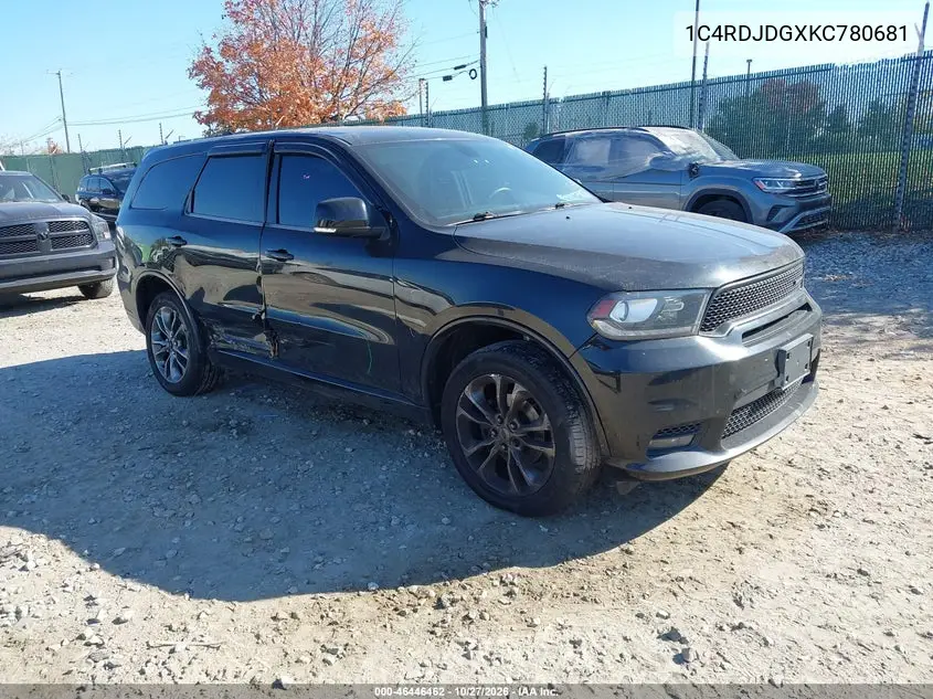 DODGE DURANGO 2019, VIN 1C4RDJDGXKC780681
