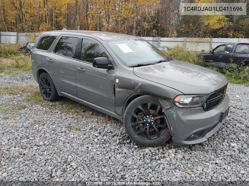DODGE DURANGO 2020, VIN 1C4RDJAG1LC411696