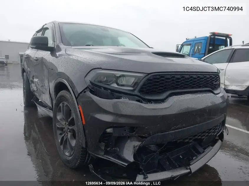 DODGE DURANGO 2021, VIN 1C4SDJCT3MC740994