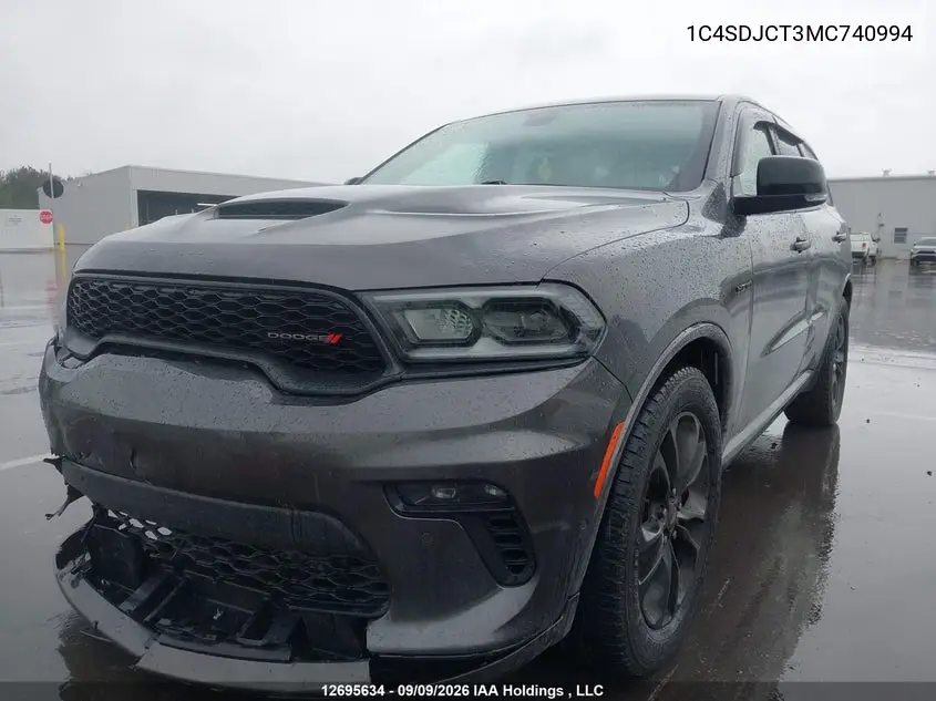 2021 DODGE DURANGO VIN 1C4SDJCT3MC740994 — фото 2