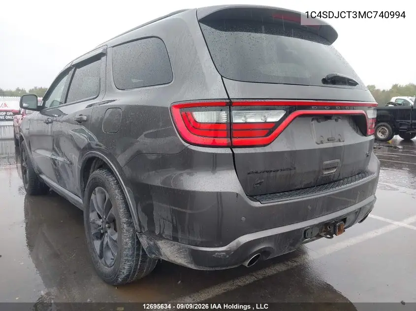 2021 DODGE DURANGO VIN 1C4SDJCT3MC740994 — фото 3