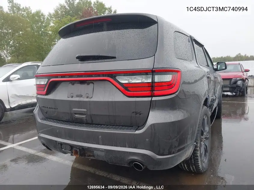 2021 DODGE DURANGO VIN 1C4SDJCT3MC740994 — фото 4
