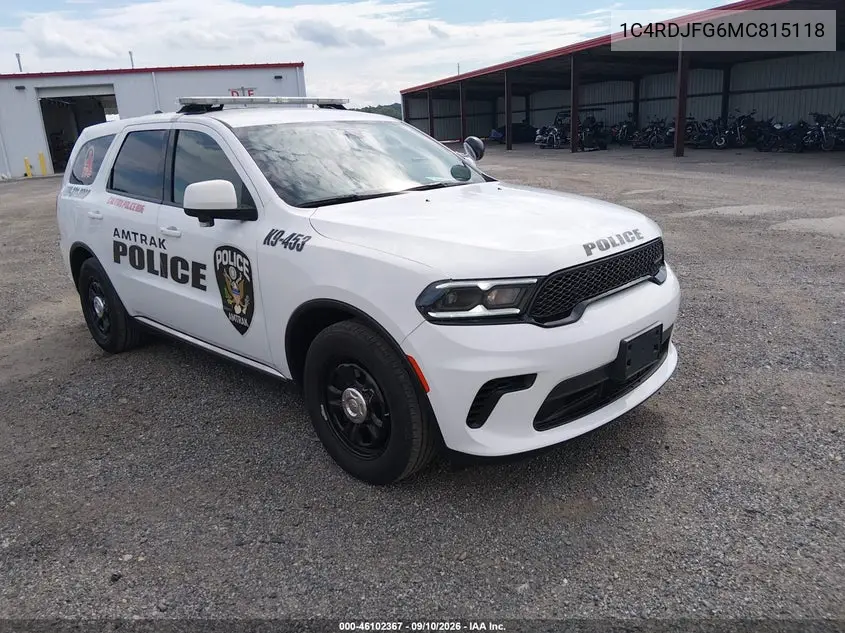 DODGE DURANGO 2021, VIN 1C4RDJFG6MC815118