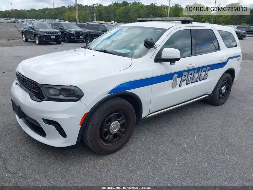 2021 DODGE DURANGO VIN 1C4RDJFG3MC789013 — фото 2