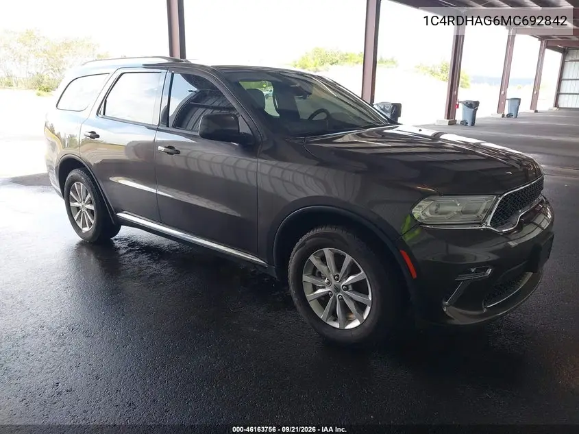 DODGE DURANGO 2021, VIN 1C4RDHAG6MC692842