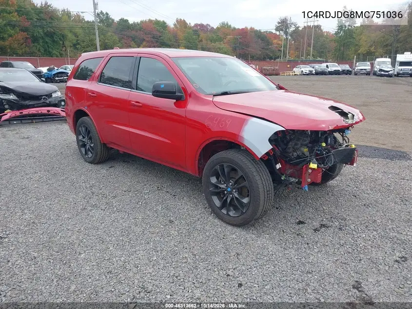 DODGE DURANGO 2021, VIN 1C4RDJDG8MC751036