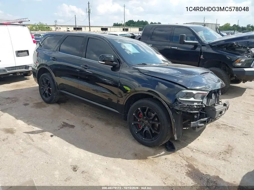 DODGE DURANGO 2021, VIN 1C4RDHDG3MC578048