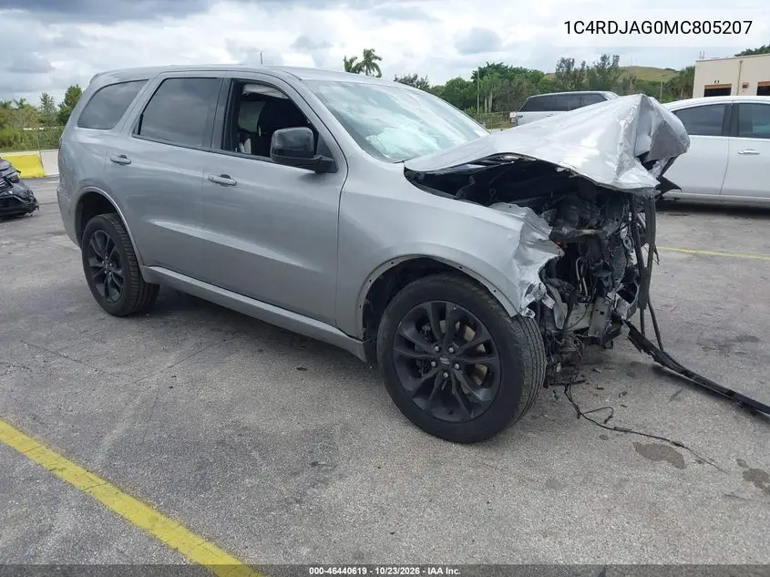 DODGE DURANGO 2021, VIN 1C4RDJAG0MC805207