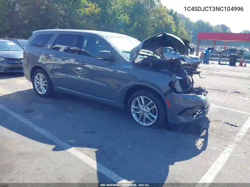 DODGE DURANGO 2022, VIN 1C4SDJCT3NC104996