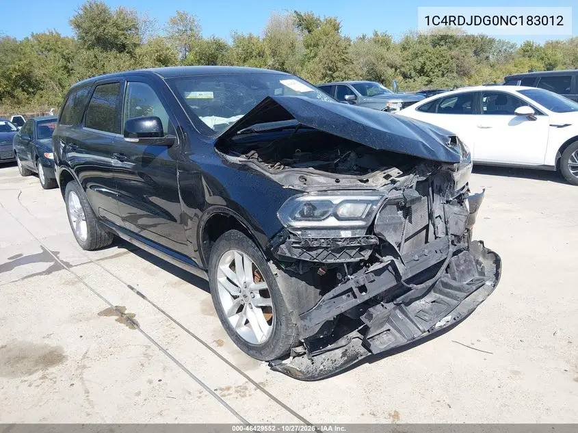 DODGE DURANGO 2022, VIN 1C4RDJDG0NC183012