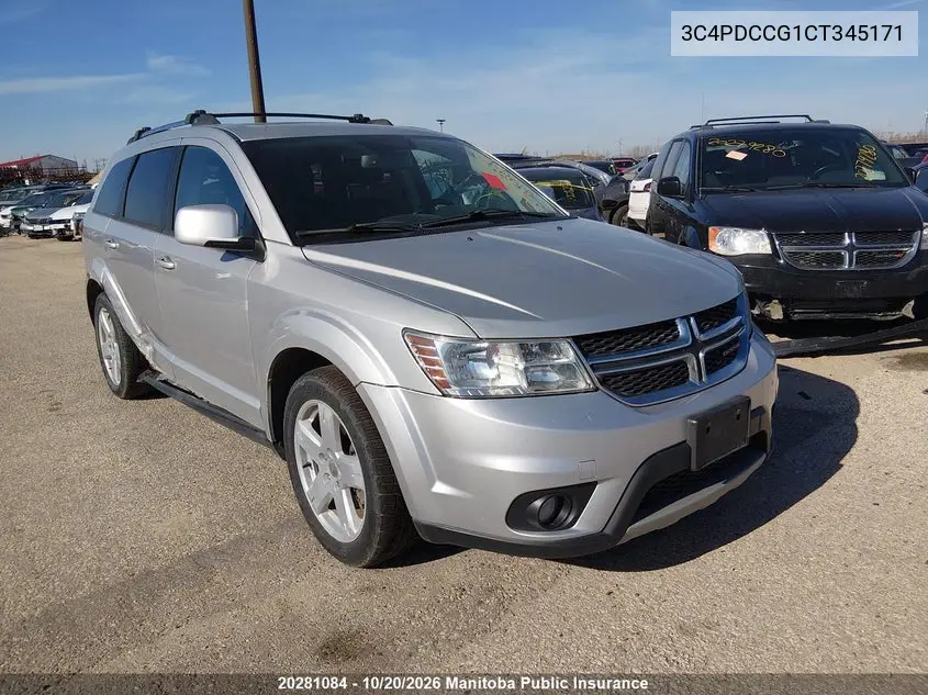 DODGE JOURNEY 2012, VIN 3C4PDCCG1CT345171