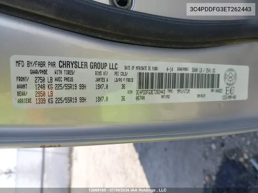 2014 DODGE JOURNEY VIN 3C4PDDFG3ET262443 — фото 19