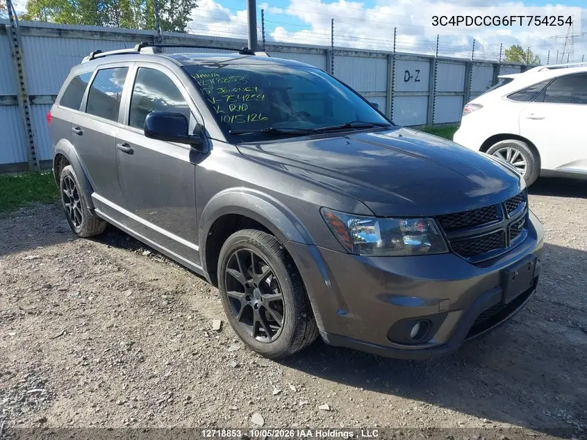 DODGE JOURNEY 2015, VIN 3C4PDCCG6FT754254