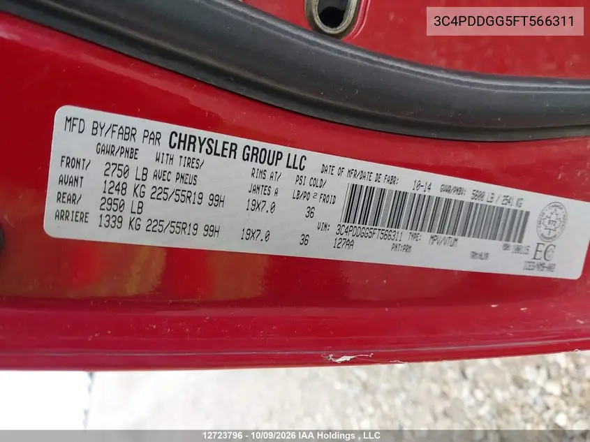 2015 DODGE JOURNEY VIN 3C4PDDGG5FT566311 — фото 18