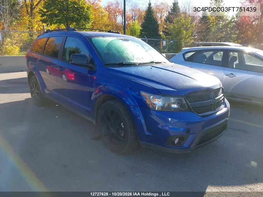 DODGE JOURNEY 2015, VIN 3C4PDCCG3FT751439