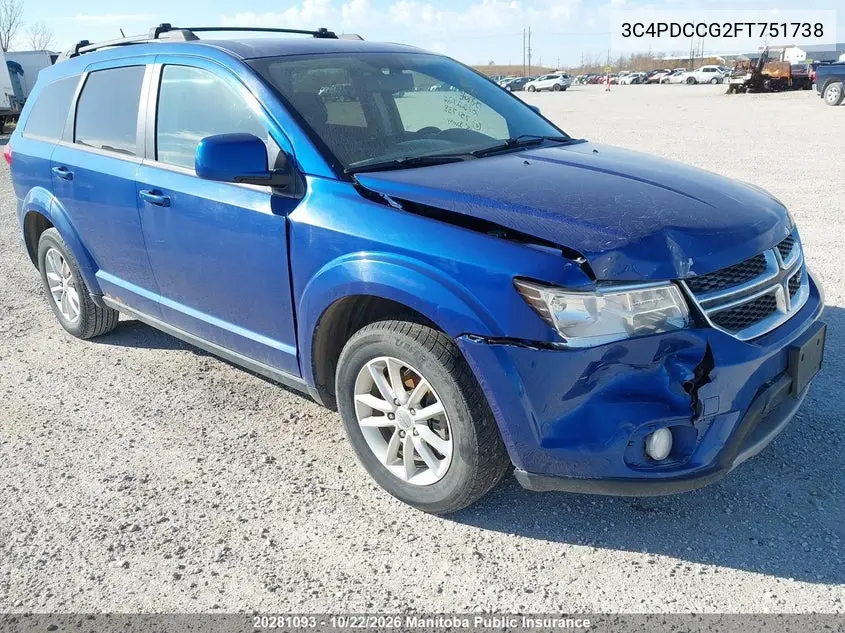DODGE JOURNEY 2015, VIN 3C4PDCCG2FT751738