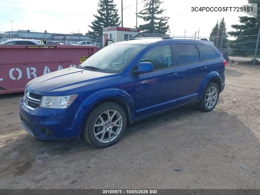 2015 DODGE JOURNEY VIN 3C4PDCCG5FT725151 — фото 2